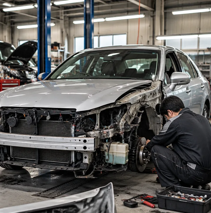 Illustrative photograph of a vehicle undergoing body repairs